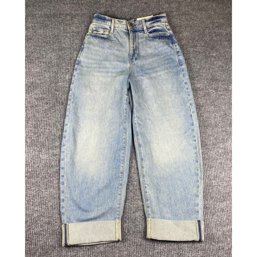 a.n.a High Rise Balloon Jean Womens 2 Blue Light Wash Cuffed Denim Retro Boho